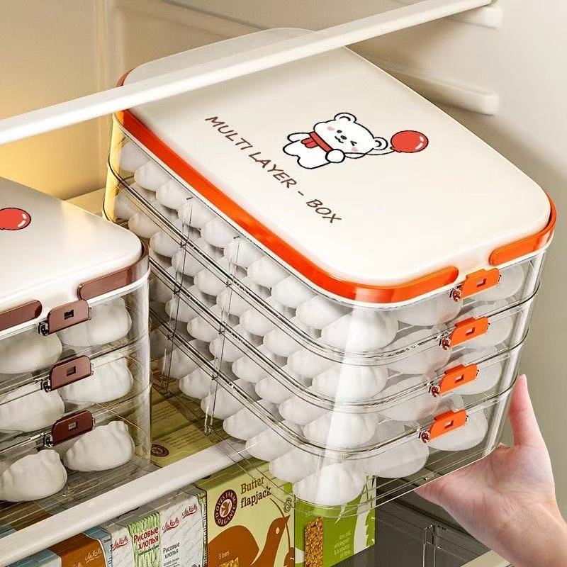 饺子盒家用食品级水饺馄饨云吞速冻收纳盒冰箱用生饺子分格冷冻盒