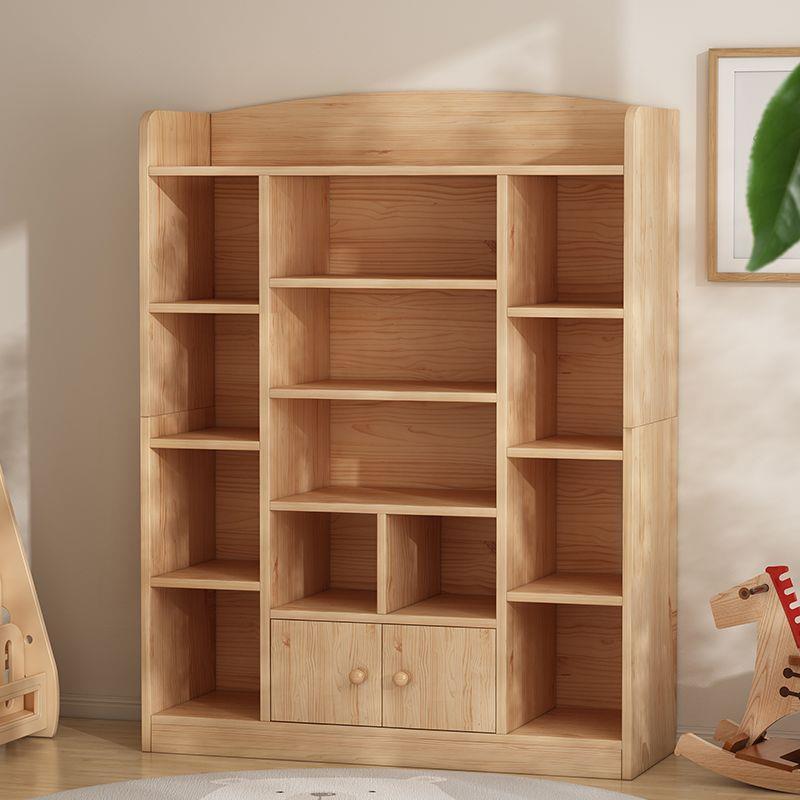 全实木书柜一体靠墙收纳展示柜儿童书房柜子落地置物架格子柜书架