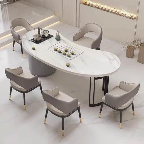 岩板茶桌轻奢现代高级感办公室客厅简约茶台家用阳台泡茶桌椅组合