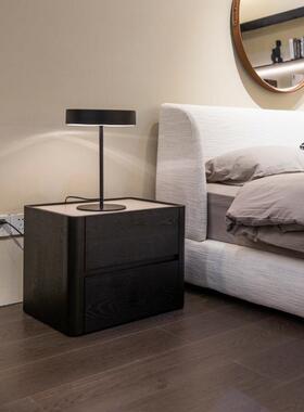 TS207意式极简床头柜实木烤漆方形储物柜现代简约样板房卧室轻奢