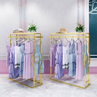 服装店双排中岛架展示架陈列架落地式多功能网红轻奢女装店货架子