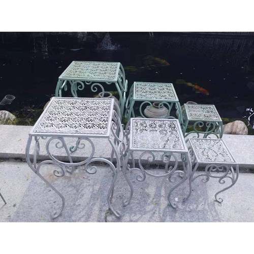 美式复古铁艺花凳三件套花园园艺阳台层次阶梯花架盆栽装饰花托