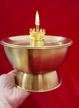 不锈钢金属可调光油灯跨境油灯油碟酥油灯座不锈钢家用佛前佛供灯