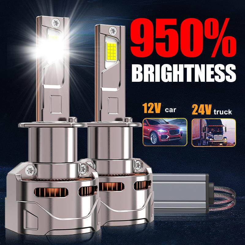 跨境爆款双铜管汽车LED大灯H4灯泡H1H7远近光H11强白光7500K车灯