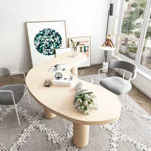 北欧设计实木餐桌书桌两用简约个性异形工作台长桌极简办公会议桌