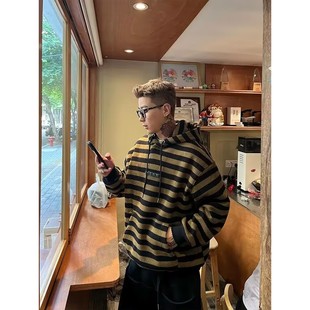 大码300斤立体键盘设计连帽卫衣男女春秋款宽松条纹针织衫外套2