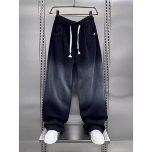 300斤美式 潮牌宽松阔腿运动长裤 渐变色休闲裤 秋冬季 男女装 特大码