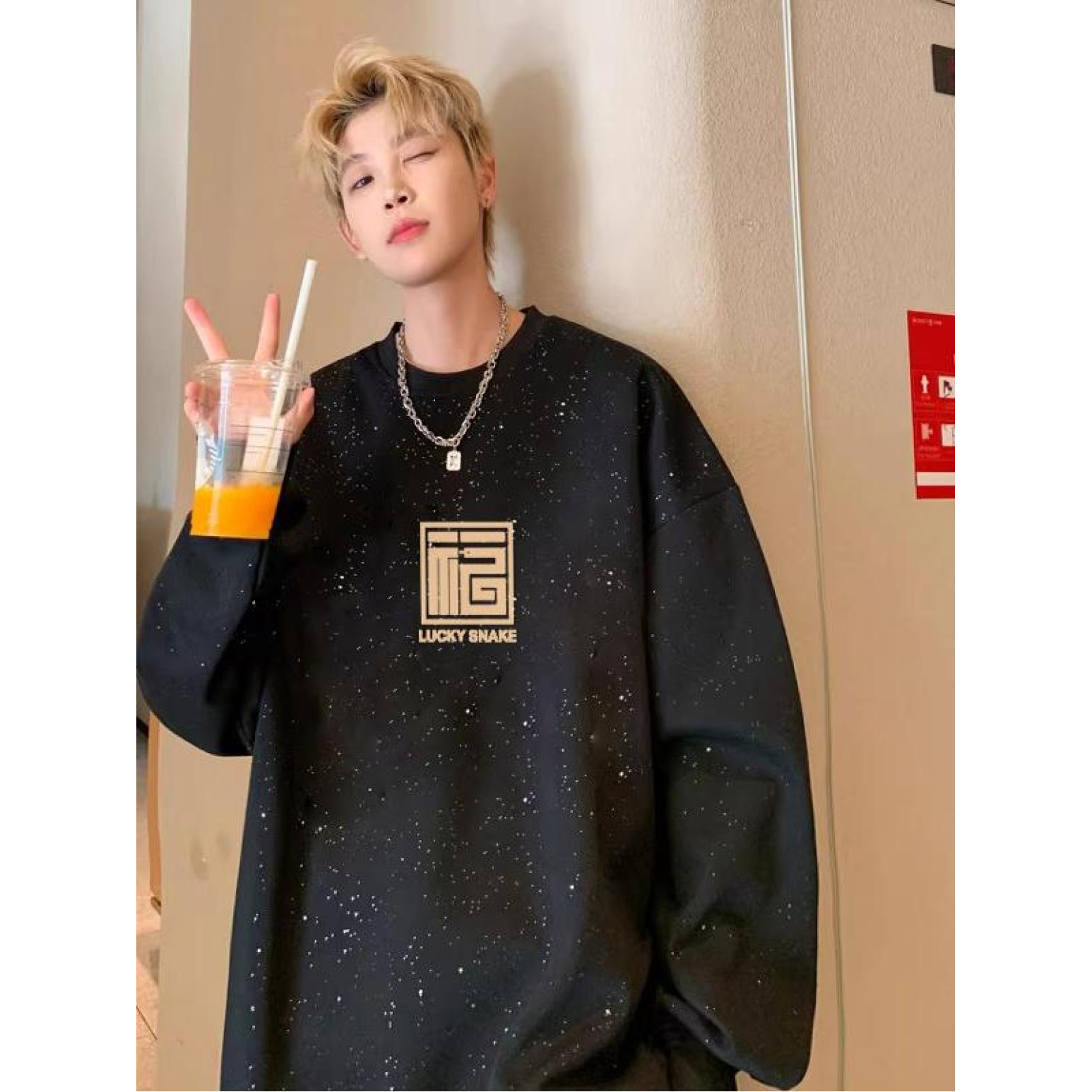 大码300斤满天星圆领卫衣男女秋