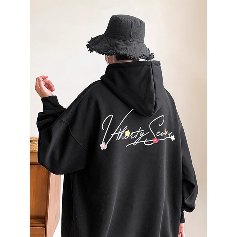 加大码300斤美式小清新卫衣男春秋季2024新款痞帅宽松连帽外套ins