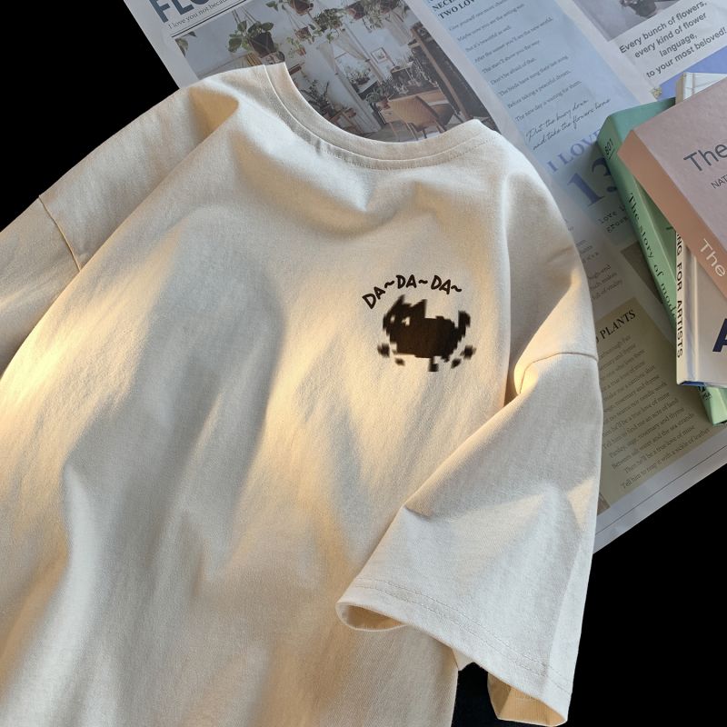 300斤大码男装杏色纯棉短袖t恤男