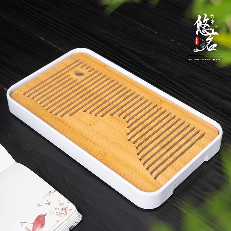 尘渊造慧竹泉悠茗竹制密胺茶盘