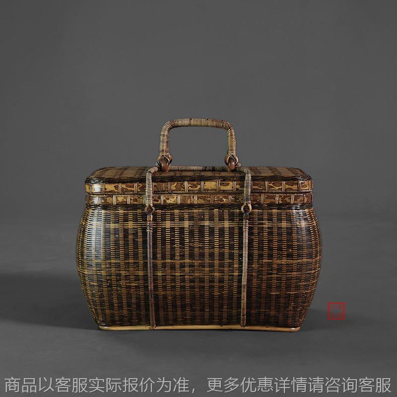 紫竹精编梅鹿竹贴条夏梦茶箱便携出行茶具收纳箱手工竹编包藤箱