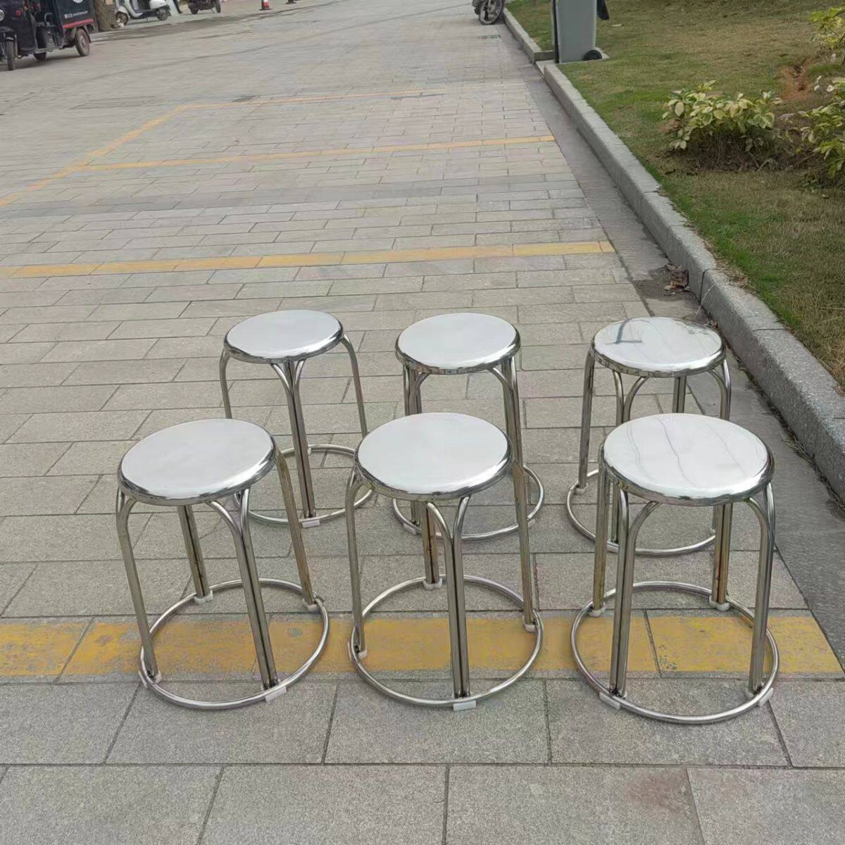 加厚不锈钢凳圆凳子耐用批发家用餐饮酒席会场圆凳子