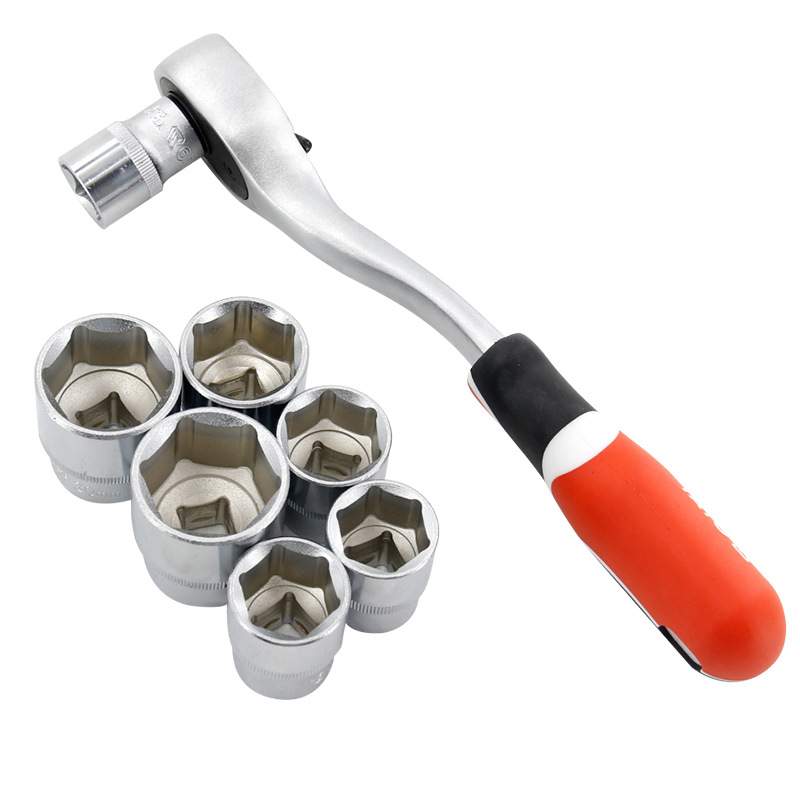 易尔拓快速棘轮套筒扳手套装CRV外六角1/2大飞套管汽修工具套装