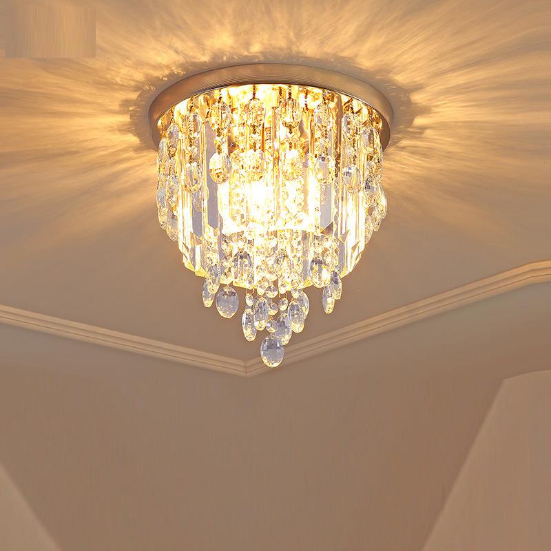 轻奢现代水晶吸顶灯过道走廊衣帽间创意个性入户玄关小吸顶灯