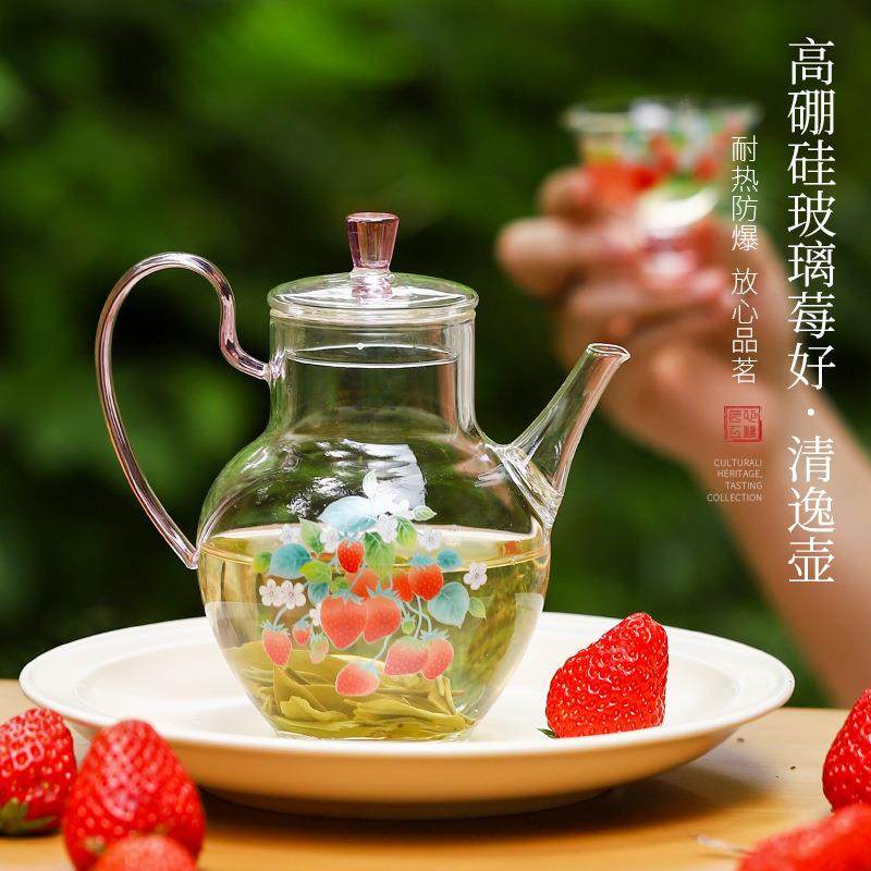 仿宋贵妃执壶高硼硅玻璃煮茶壶耐高温加热烧水壶泡茶壶绿茶茶具