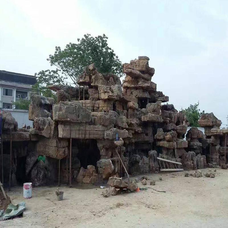 龟纹石庭院假山设计园林假山流水灵璧石龟纹石设计施工景观