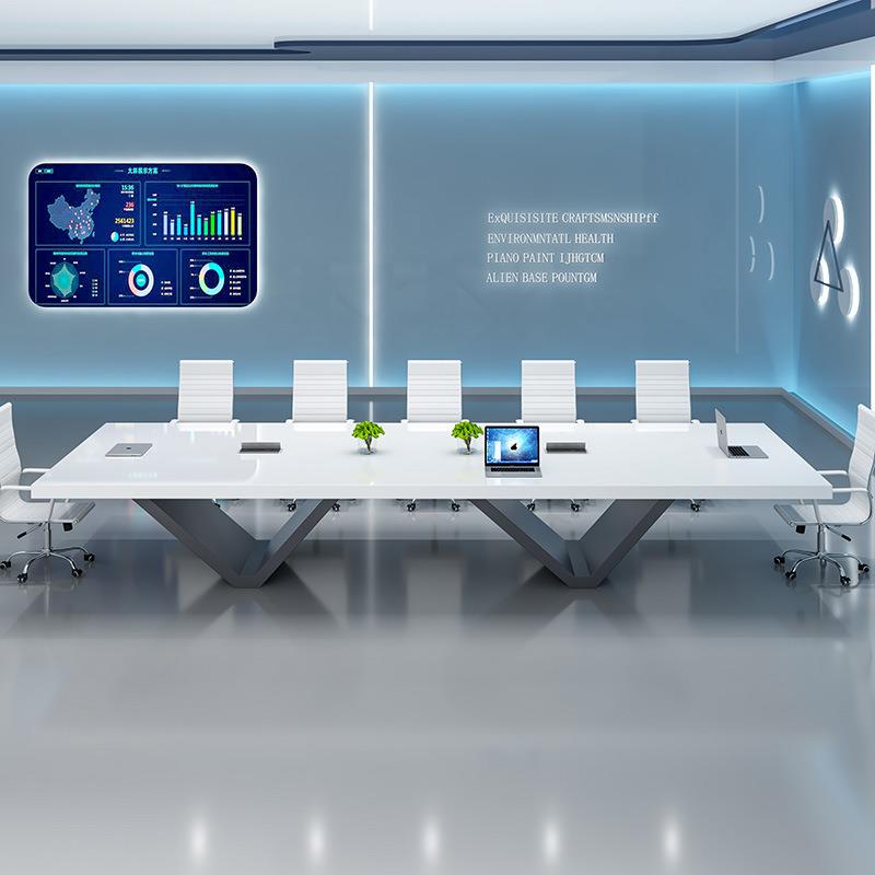 新款烤漆会议桌长桌简约现代创意办公大型会议桌椅组合长条洽谈桌