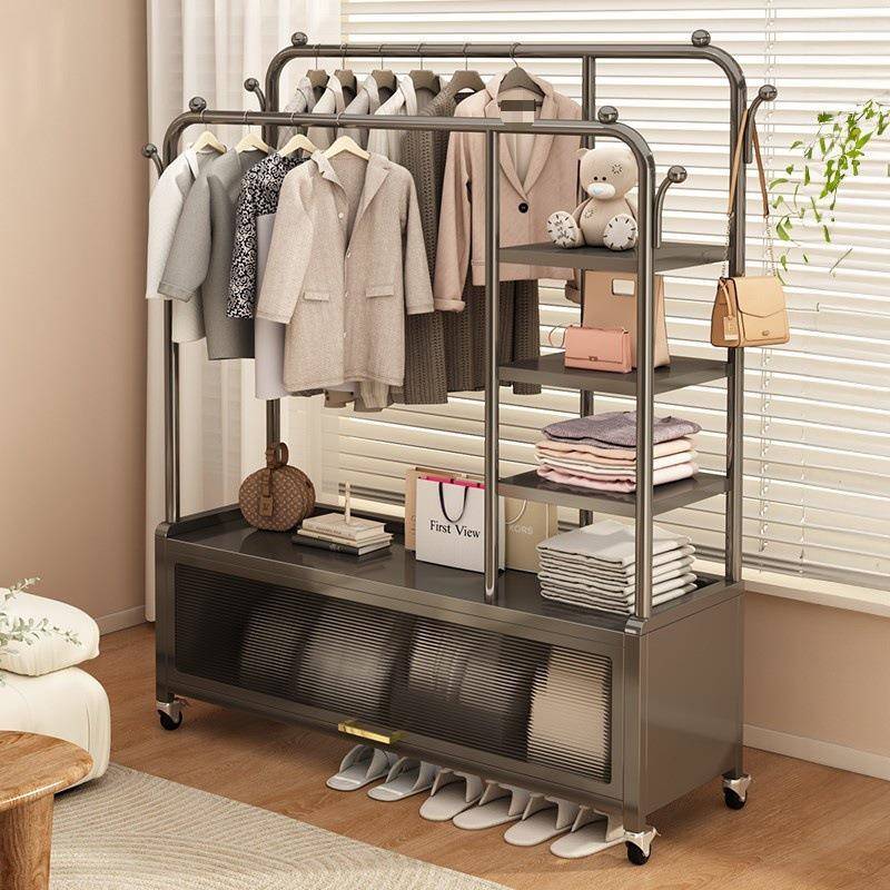 泰忙衣架落地卧室挂衣架家用室内晾衣服架子房间简易衣帽架可移动