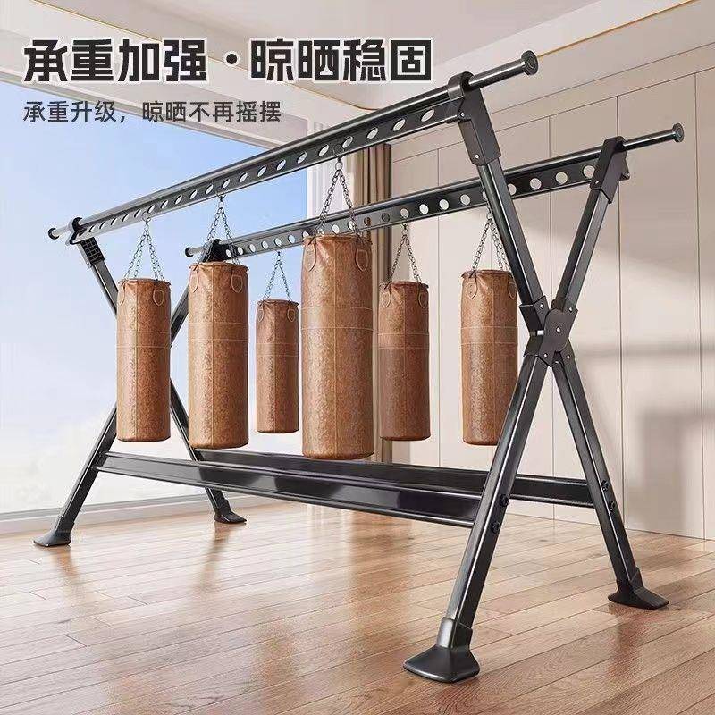 落地式晾衣架伸缩家用户外防风铝合金折叠室内外加厚晒被子神器