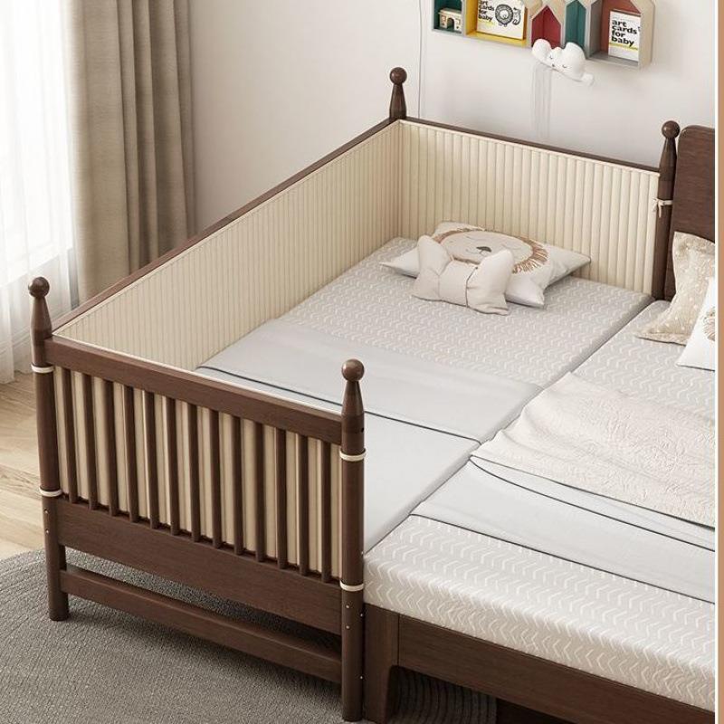 实木儿童拼接床加宽床带护栏婴儿床男孩女孩单人床边拼接大床实木