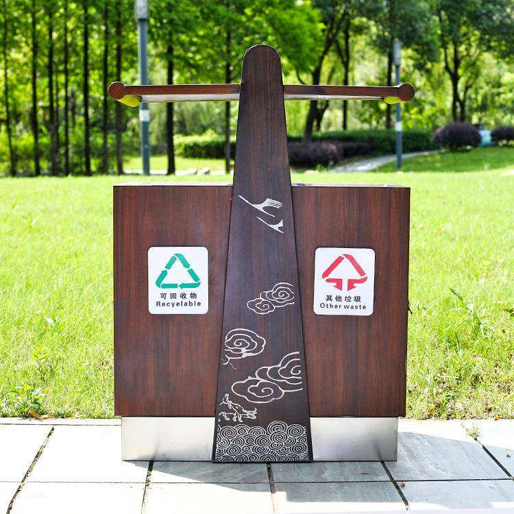 户外不锈钢大垃圾桶公园景区小区碳化木工业分类垃圾箱复古果皮箱,基础建材,不锈钢垃圾桶,淘宝优惠券,粉丝福利购,淘宝优惠卷