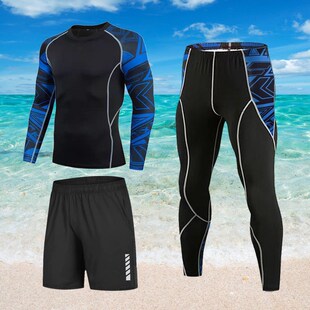 速发全身防晒长游长套泳裤男生袖泳装备冲浪浮潜水母潜水服裤装男