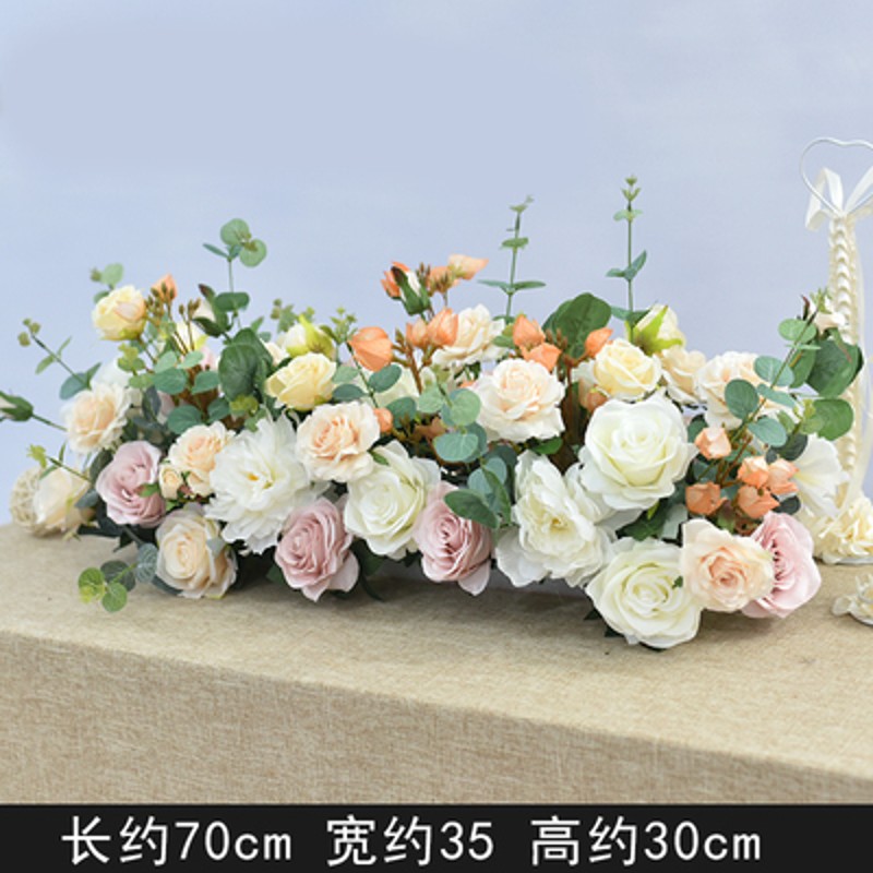现货速发餐厅长桌桌花摆花商务会议桌桌面装饰台花宴会布置餐桌花