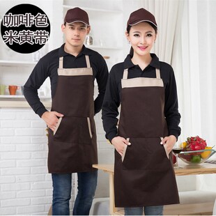 速发酒店厨师围裙防污咖啡西餐厅快餐店厨房挂作围裙工脖腰围男长
