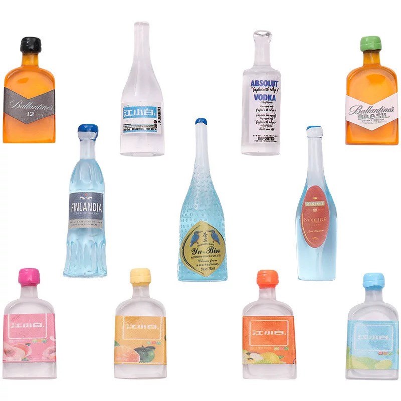 速发混装款立体微缩迷你小饮料酒瓶子树脂创意儿童玩具