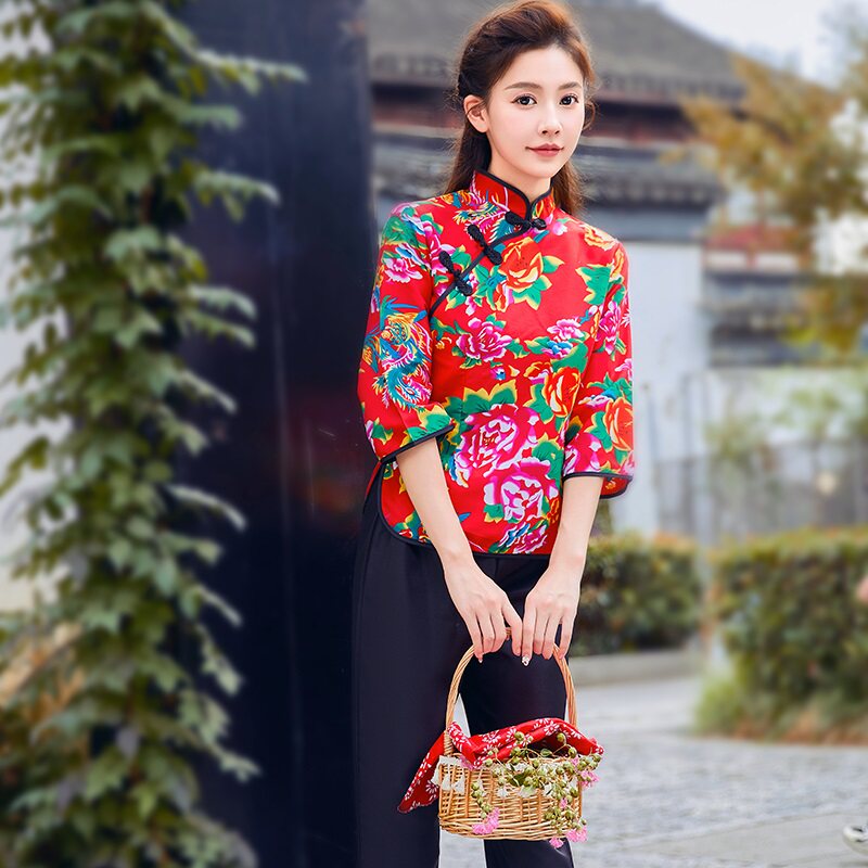 速发歌北大花裤衣服伴娘长袖长布二人转舞蹈秧东服搞笑表演出服装