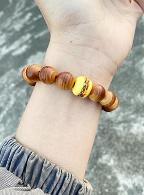 创意文玩崖柏木搭配鹿角根付