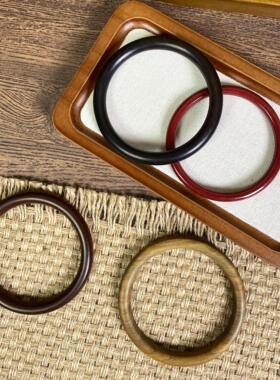 天然紫光檀手镯女款素圈手镯