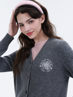 Mardi韩系羊毛针织开衫25秋季新款轻奢刺绣女士休闲上衣毛衣外套