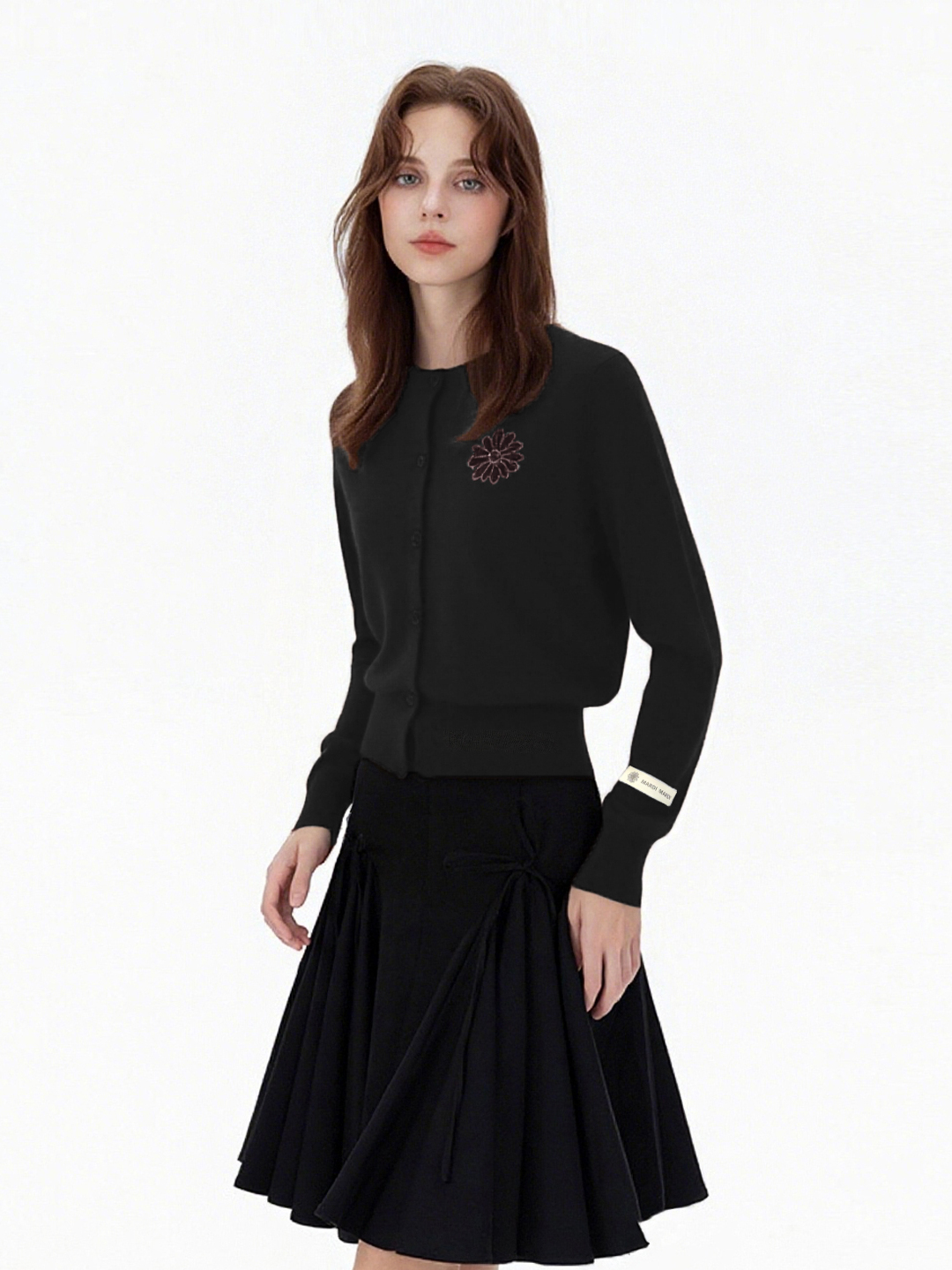 Mardi百搭舒适慵懒天丝开衫25春秋新款宽松亚麻雏菊针织上衣外套