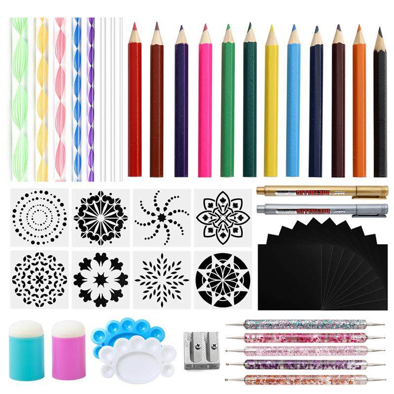 曼陀罗件工具50NNI彩套装色铅笔绘画模板手指印章卡纸亚克力棒,文具电教/文化用品/商务用品,其它,淘宝优惠券,粉丝福利购,淘宝优惠卷