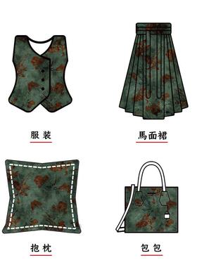 衣复古染SS5104-1军礼绿色浮雕蝴蝶弹力扎植绒面料新中式垂顺旗袍