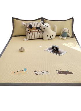 母婴级凉感冰豆凉席三机件套夏季可洗冰丝床华笠夫kac20250格空豆