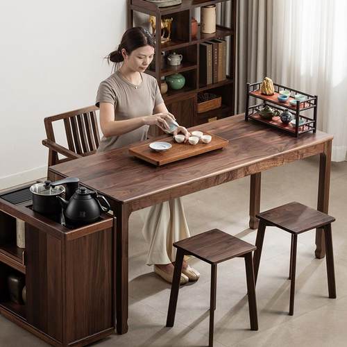 北美黑胡桃木茶桌家用桌椅组合阳台茶台功夫茶桌客厅茶几办公室桌