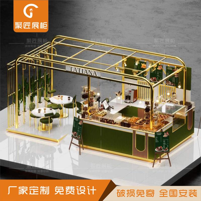 金色不锈钢中岛外框架子面包中岛弧形展示柜边柜玻璃蛋糕镀钛架子