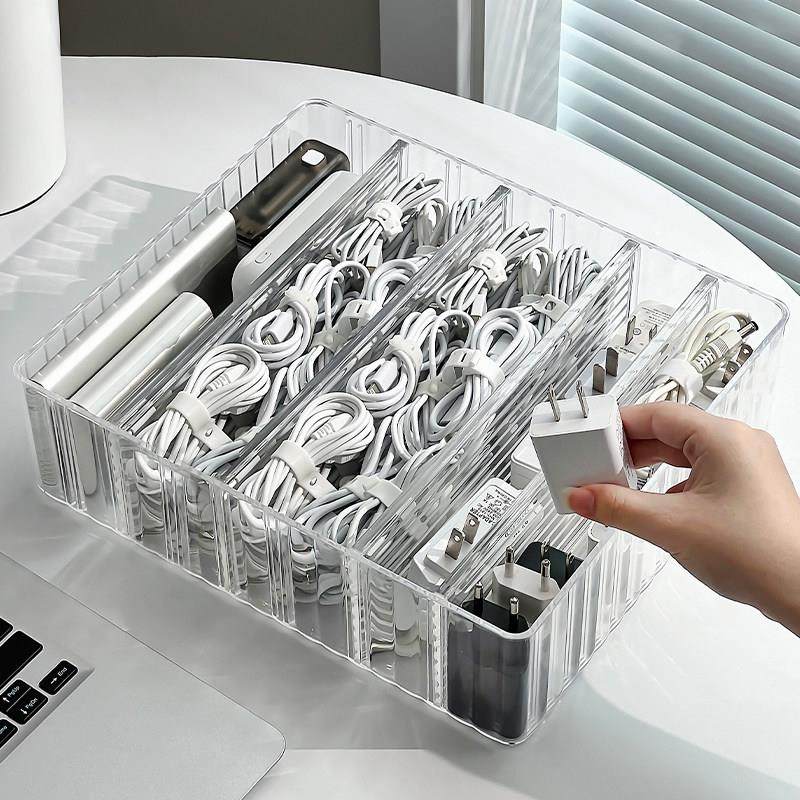 数据线收纳盒电源充电线手机充电器整理绕线器桌面理线器集线盒子