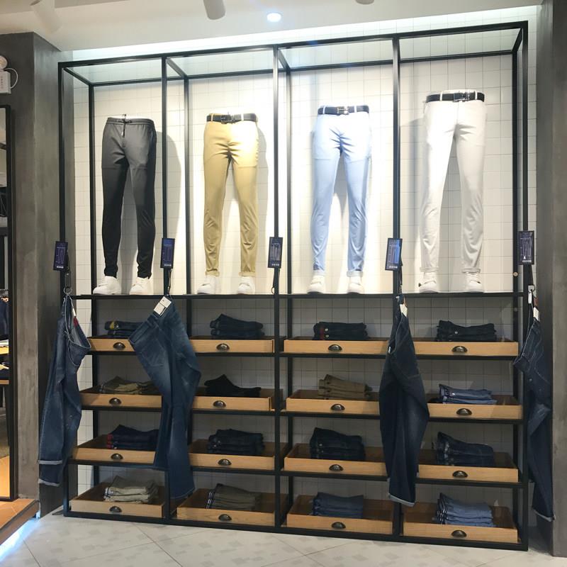 服装店展示架裤子流水台展示桌挂衣架子商务男装货架落地式中岛架