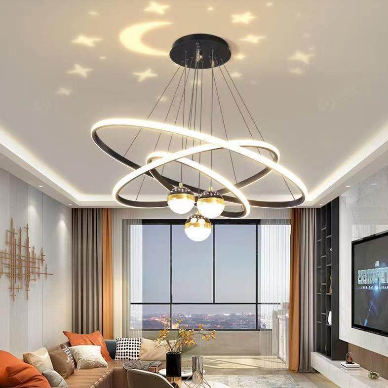 客厅吊灯现代简约灯饰网红轻奢北欧灯具创意个性卧室星空餐厅吊灯