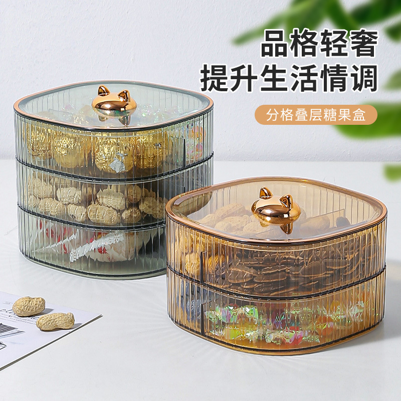 精致卡通糖果盘家用透明多层婚庆