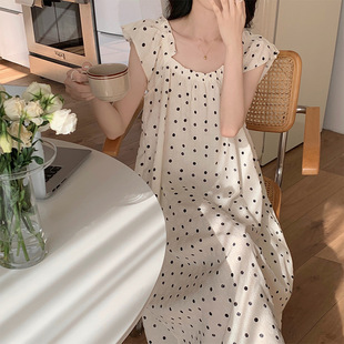 感全棉睡裙家居服 in风日系甜美碎花梭织提花睡衣裙女夏季