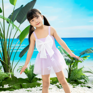 女童泳衣甜美裙式 洋气女宝宝可爱连体公主风泳装 儿童游泳衣泳衣裤