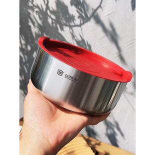 304不锈钢带盖碗泡面大圆碗沙拉盆腌肉盆家用保鲜碗三层加厚密封