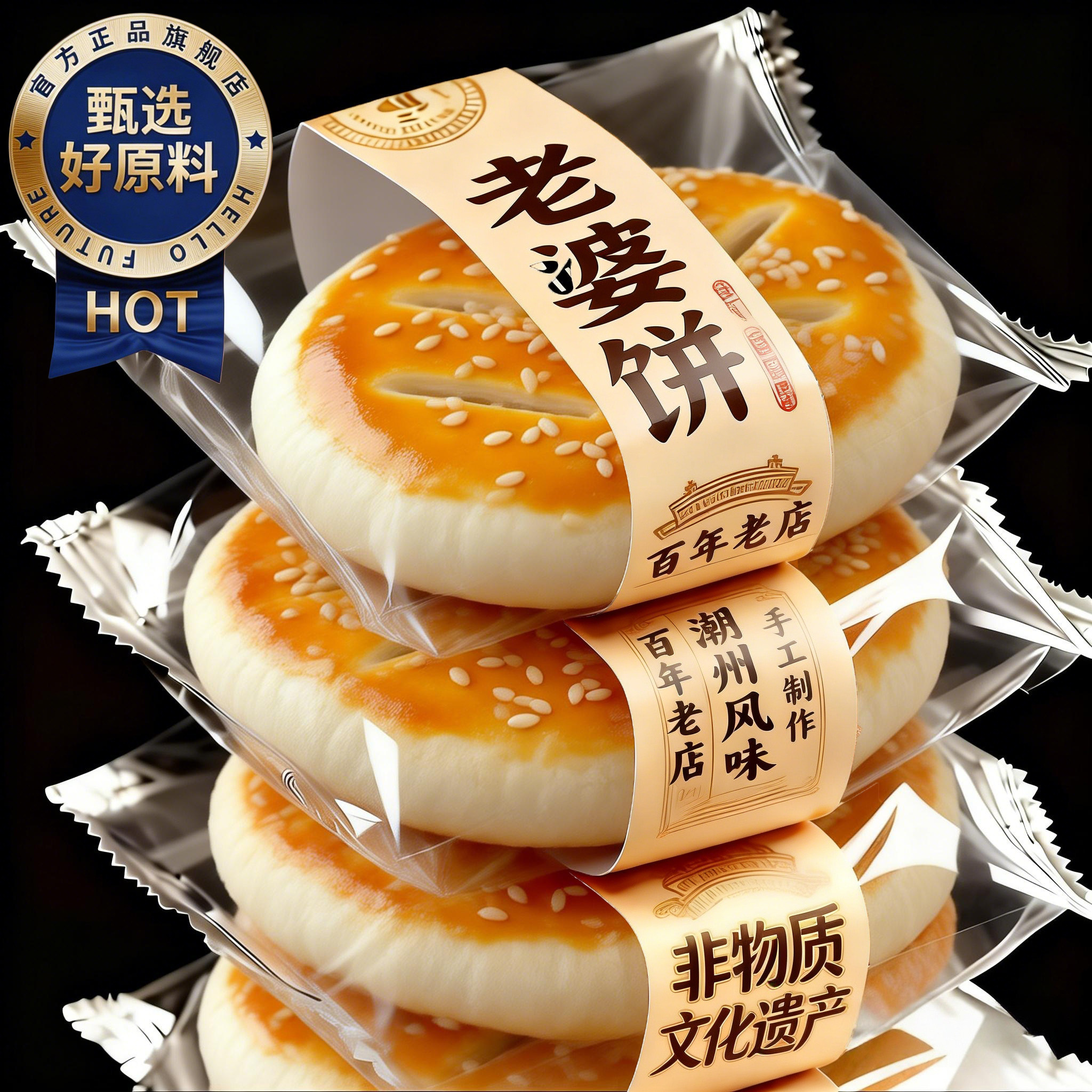 农科院正宗老婆饼广东传统糕点独立包装大号酥饼早餐面包旗舰店