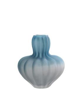 轻奢风蓝色渐变中古玻花餐瓶件高级感客厅插摆花装饰桌水璃H-396L