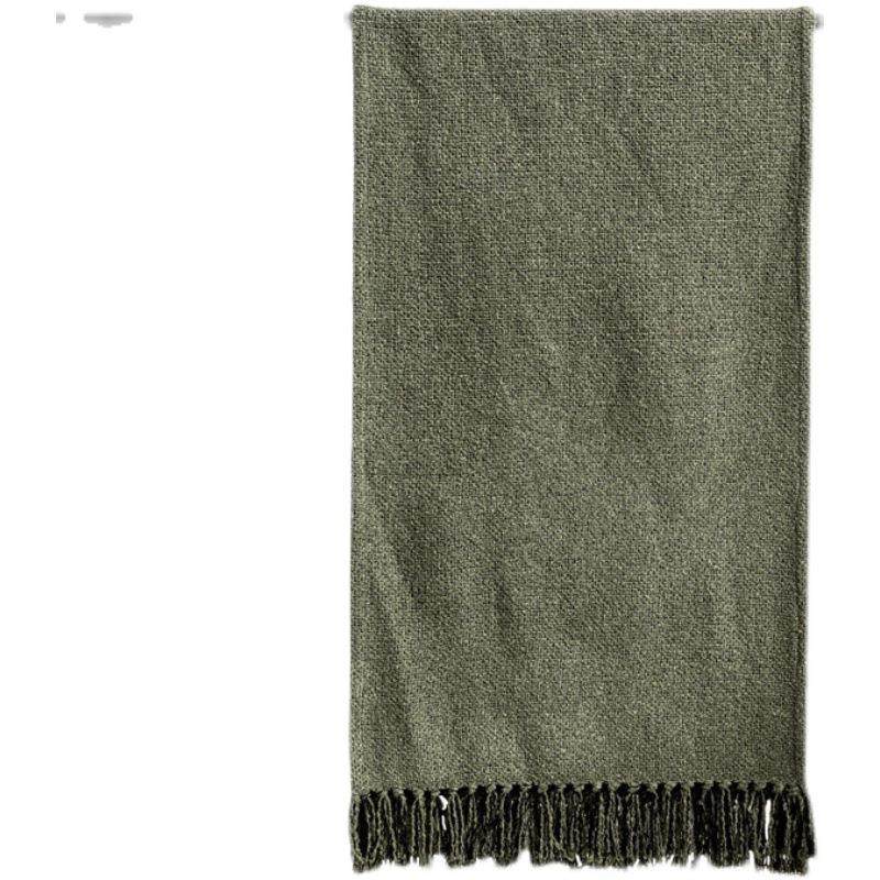 轻奢古绿色沙发酒盖毯样板间床盖流YOW手撕苏搭毯民宿店床旗复床